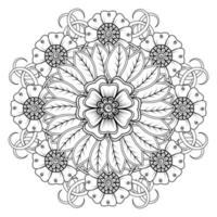 Circular pattern in form of mandala for Henna, Mehndi, tattoo, decoration. Coloring book page. vector