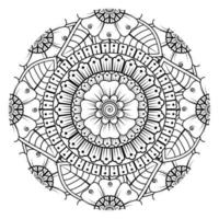 Circular pattern in form of mandala for Henna, Mehndi, tattoo, decoration. Coloring book page. vector