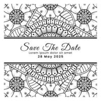 Save the date with mehndi flower. decoration in ethnic oriental, doodle ornament. vector