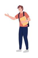 Friendly student semi flat color vector character