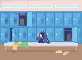 School changing room flat color vector illustration