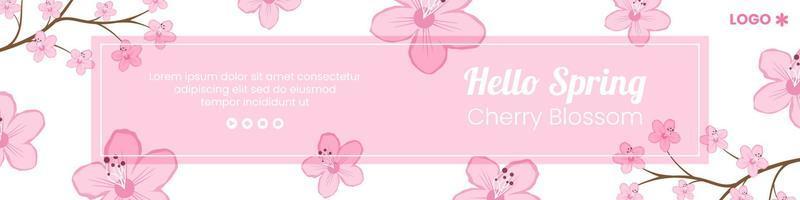 Spring with Blossom Sakura Flowers Banner Template Flat Illustration Editable of Square Background for Social Media or Greeting Card vector