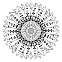 Circular pattern in form of mandala for Henna, Mehndi, tattoo, decoration. Coloring book page. vector