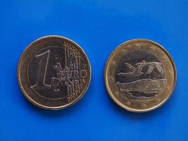 1 euro coin, European Union, Finland over blue photo