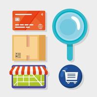 fivecommerce  online icons vector