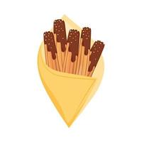 churros with chocolate sauce vector