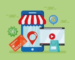 smartphone and ecommerce vector