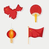 four chinese culture icons vector