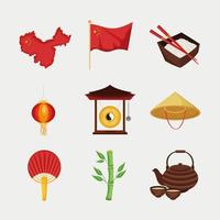 nine chinese culture icons vector