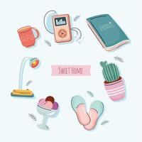 home cute seven icons vector