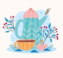 kettle with cups vector
