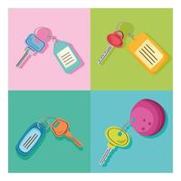 set of keys with keychains vector