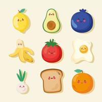 cute food and fruits vector