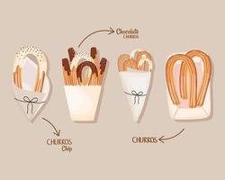 differents delicious churros vector