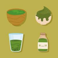 various matcha preparation vector