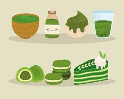 various matcha tea preparation vector