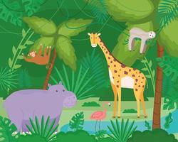 group animals in the jungle vector