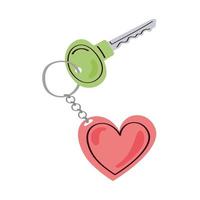 key with keychain of heart shape vector