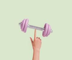 hand holding a dumbbell with one finger photo