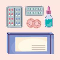 medicine equipments icons vector