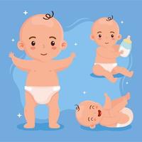 tres pequeños personajes de bebés vector