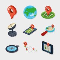 nine gps technology icons vector