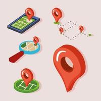 five gps technology icons vector