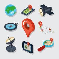 gps technology nine icons vector