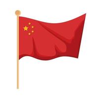 chinese flag in pole vector