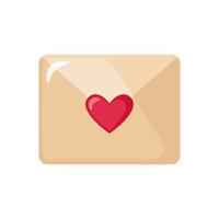 Love letter icon with envelope with heart in flat style isolated on white background. Design element for Valentines day, Wedding day or Love concept. Vector illustration.