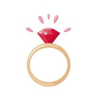 icono de anillo de diamantes en estilo plano. anillo enjoyado brillante. caro concepto de joyería rica. elemento de diseño para la boda. ilustración vectorial vector