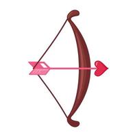 arco de Cupido y una flecha con un icono de corazón en estilo plano aislado sobre fondo blanco. concepto de amor elemento de diseño para el día de san valentín o la boda. ilustración vectorial vector