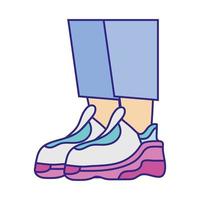 white and purple sneakers vector