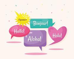 five global hello bubbles vector