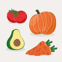 four fresh vegetables icons vector