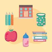 six school supplies icons vector