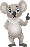 Cartoon little koala pointing up