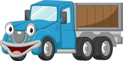 personaje de dibujos animados divertido camión azul