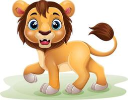 Cartoon funny lion on white background vector