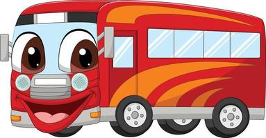 Cartoon red bus mascot character vector