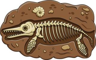 Illustration of cartoon ichthyosaurus dinosaur fossil vector