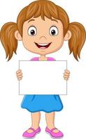 Cartoon girl holding blank paper vector