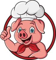 Cartoon pig chef giving thumb up vector