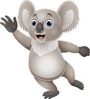 Cartoon funny koala waving hand vector