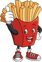 Cartoon happy french fries giving thumb up vector