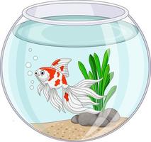 Cartoon goldfish swimming in fishbowl vector