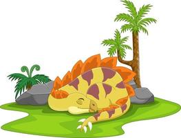 Cartoon cute stegosaurus dinosaur sleeping vector
