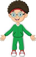 Cartoon happy little boy posing vector