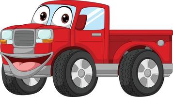 Cartoon red pickup truck mascot vector