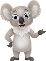 Cartoon happy koala presenting on white background vector